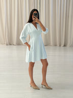 Tinted Blue Tailored Cocoon Sleeve Dress