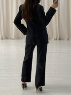 Navy Italian High-Waist Slim Trouser