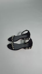 Stuart Weitzman - Suede Pearl Studded Sandals