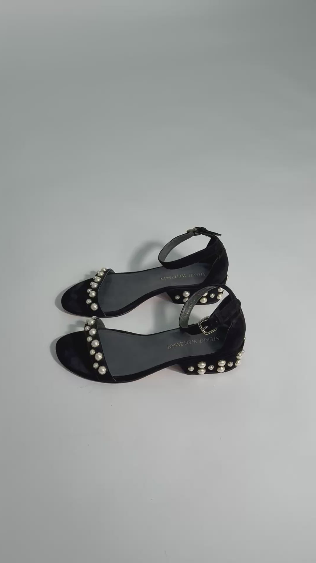 Stuart Weitzman - Suede Pearl Studded Sandals